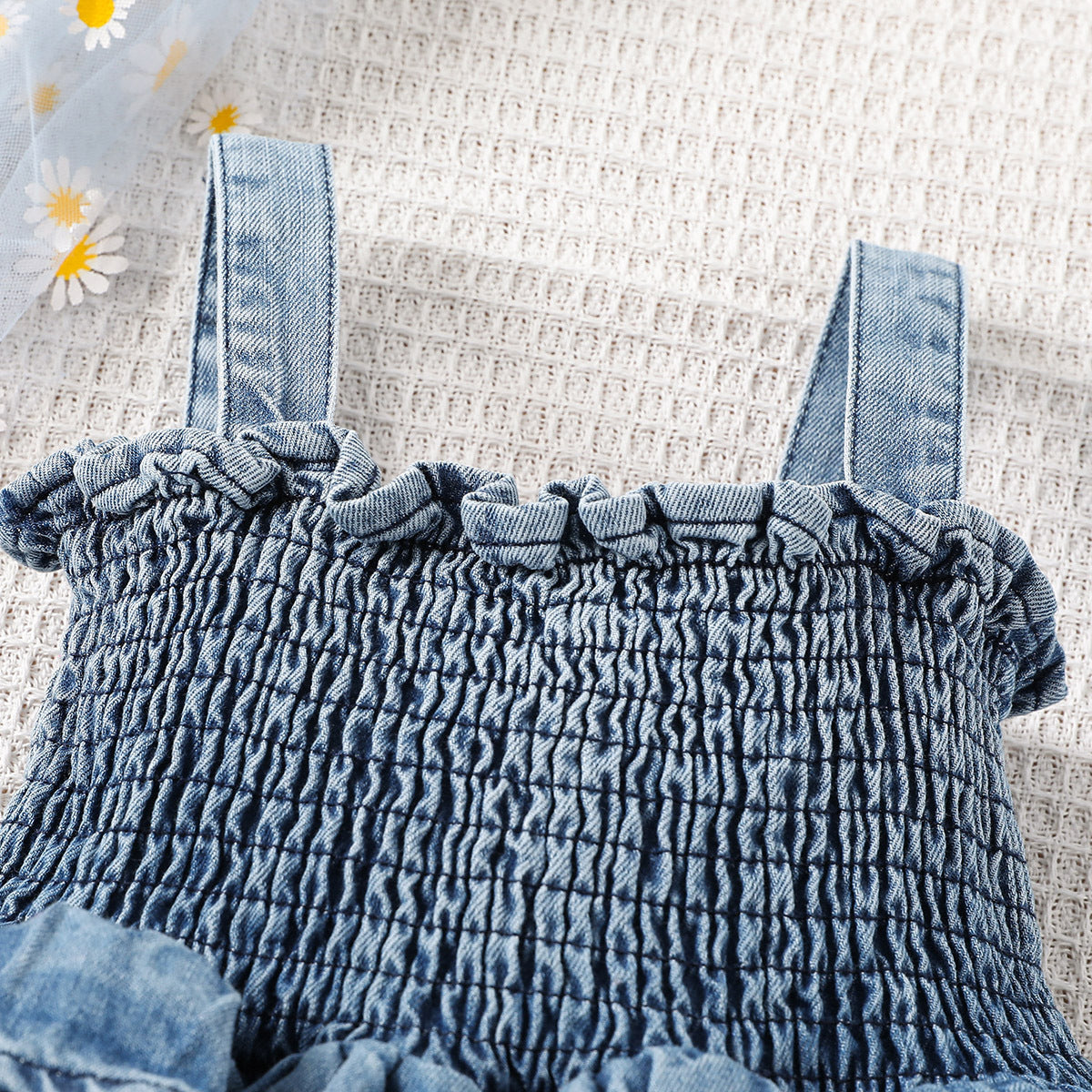 Newborn Suspender Denim Romper Dress For Baby Comfort