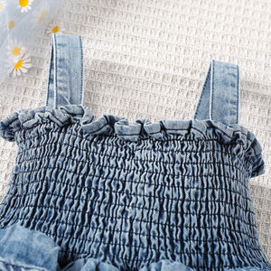 Newborn Suspender Denim Romper Dress For Baby Comfort