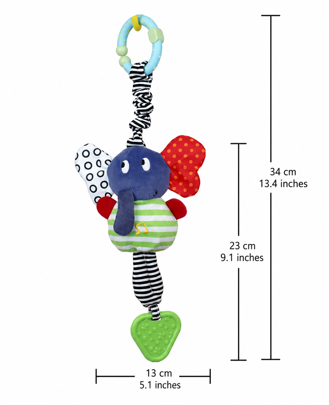 Musical Elephant Hanging Teether Toy For Baby Developmental Play